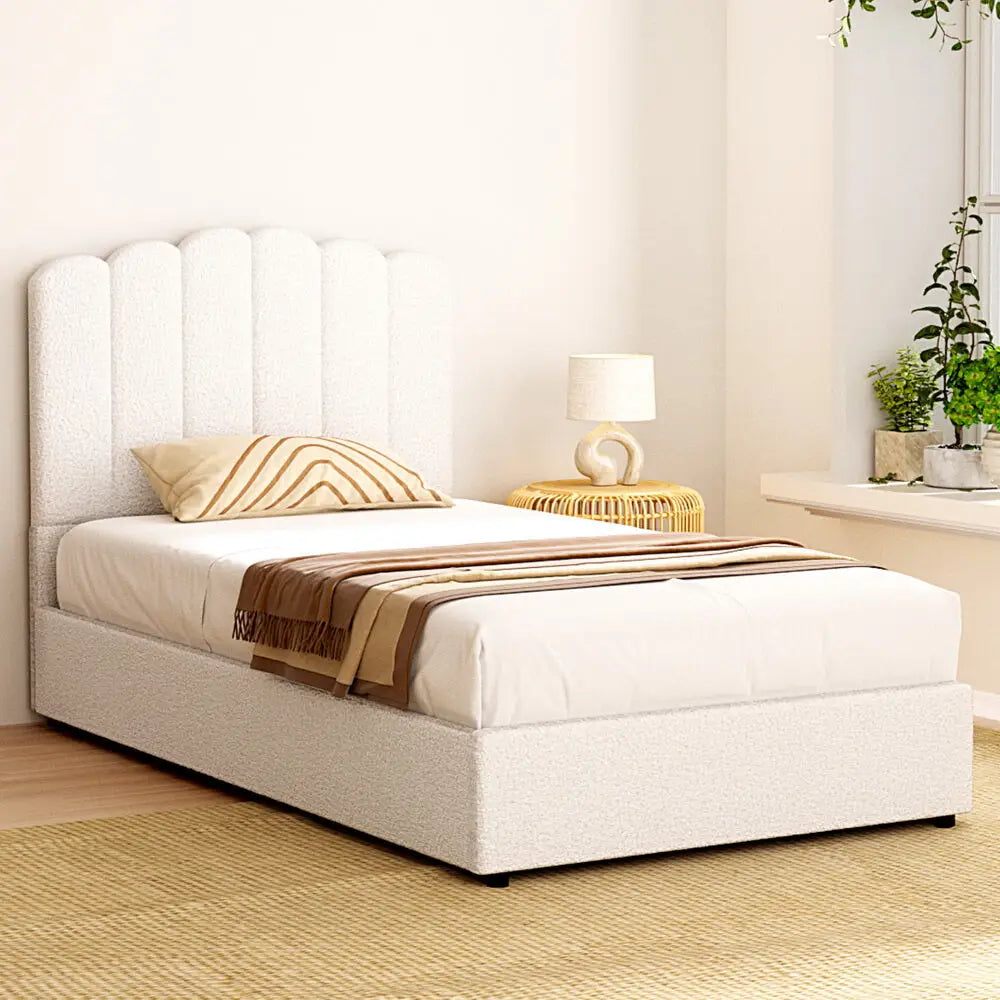 Bed Frame King Single Size Boucle Fion