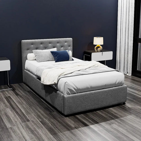 Bed Frame King Single Size Gas Lift Grey Vila