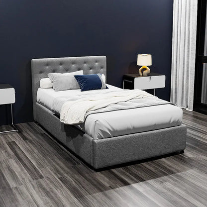 Bed Frame King Single Size Gas Lift Grey Vila