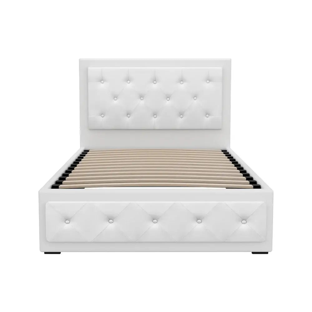 Bed Frame King Single Size Gas Lift White Tiyo