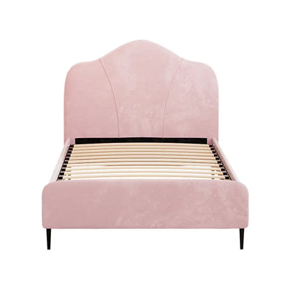 Bed Frame King Single Size Velvet Pink Olan