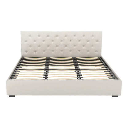 Bed Frame King Size Gas Lift Beige Vila
