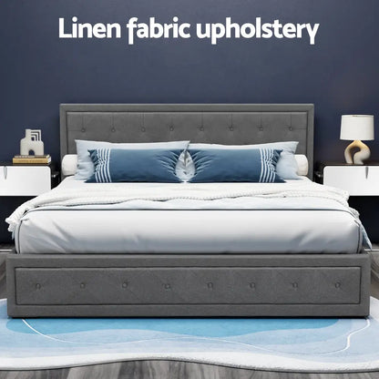 Bed Frame King Size Gas Lift Grey Tiyo