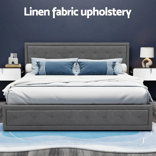 Bed Frame King Size Gas Lift Grey Tiyo
