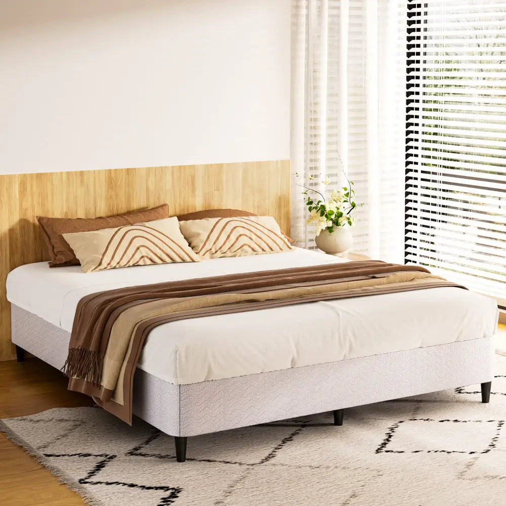 Bed Frame King Size Metal Grey Mason