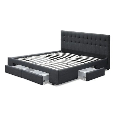 Bed Frame King Size with 4 Drawers Charcoal Avio