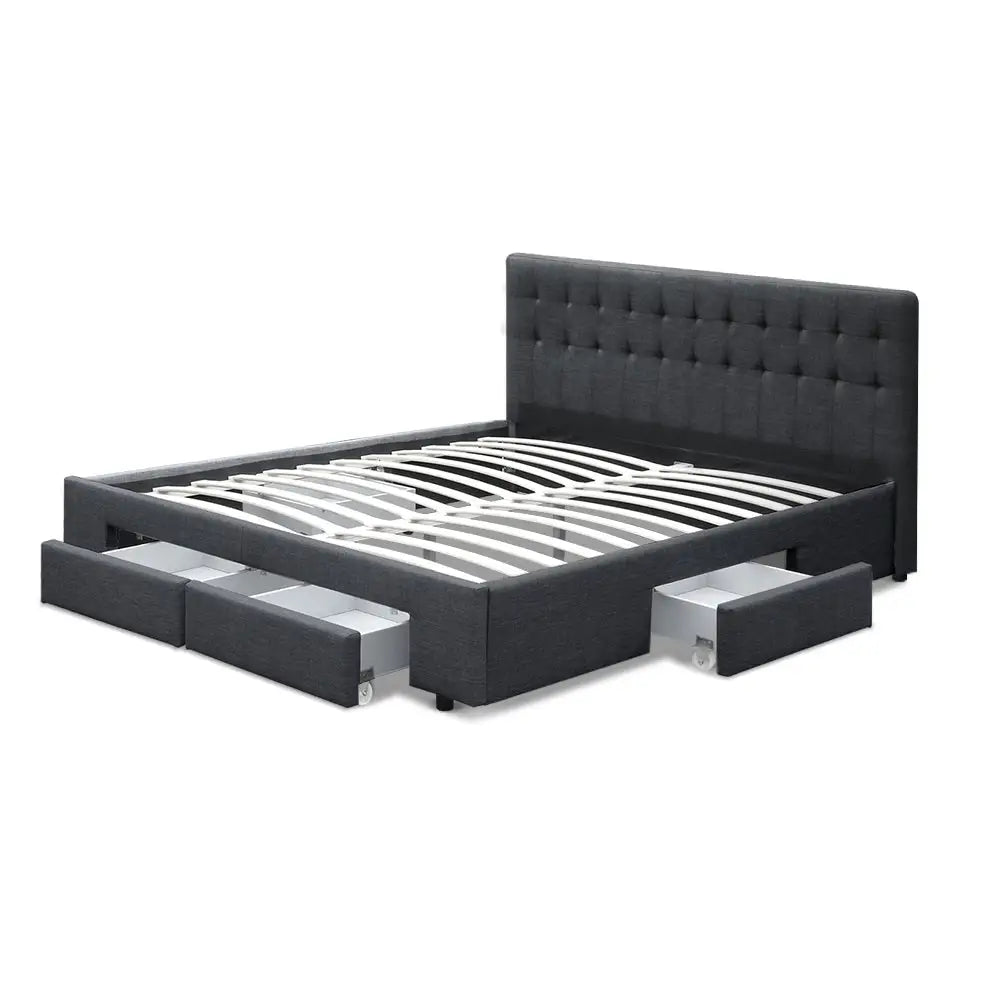 Bed Frame King Size with 4 Drawers Charcoal Avio