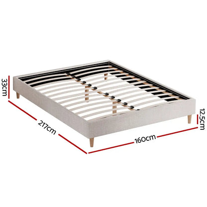 Bed Frame Queen Size Beige Zora