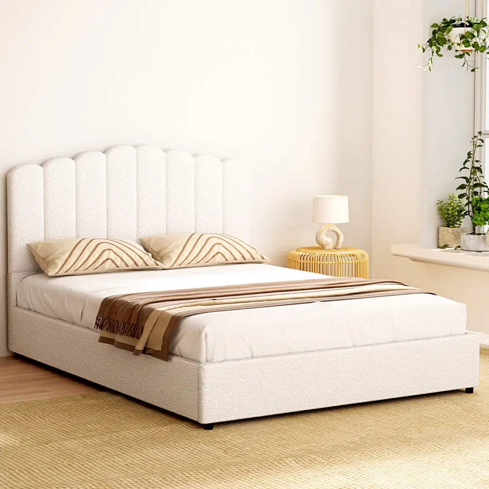 Bed Frame Queen Size Boucle Fion
