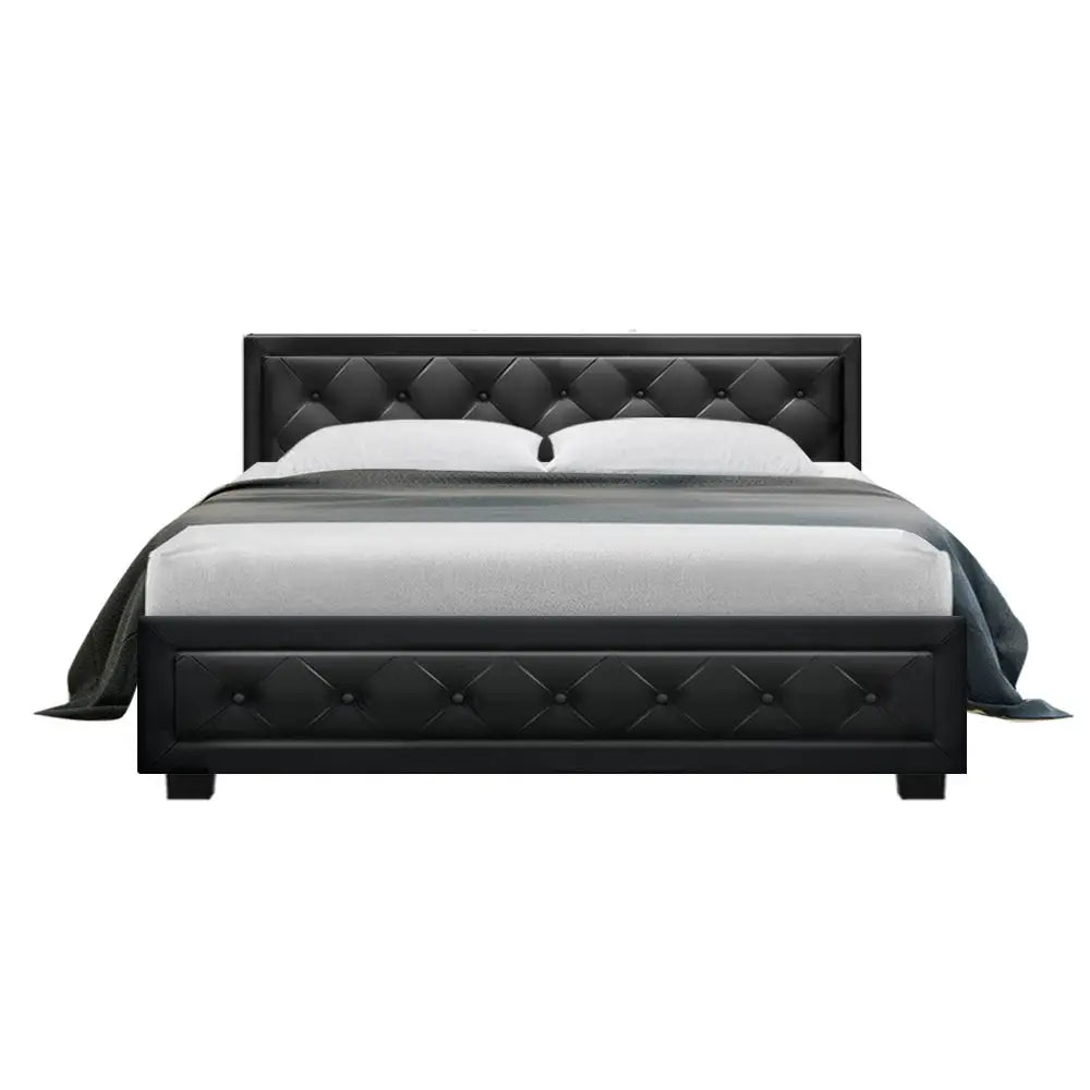 Bed Frame Queen Size Gas Lift Black Tiyo