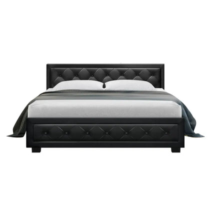 Bed Frame Queen Size Gas Lift Black Tiyo