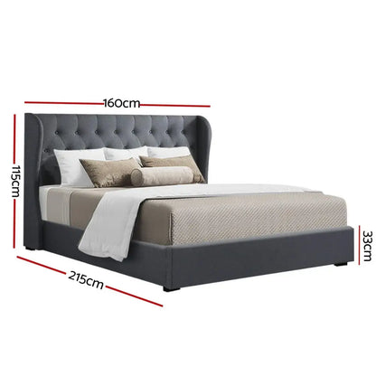 Bed Frame Queen Size Gas Lift Charcoal Issa