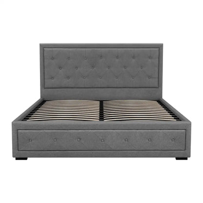 Bed Frame Queen Size Gas Lift Grey Tiyo