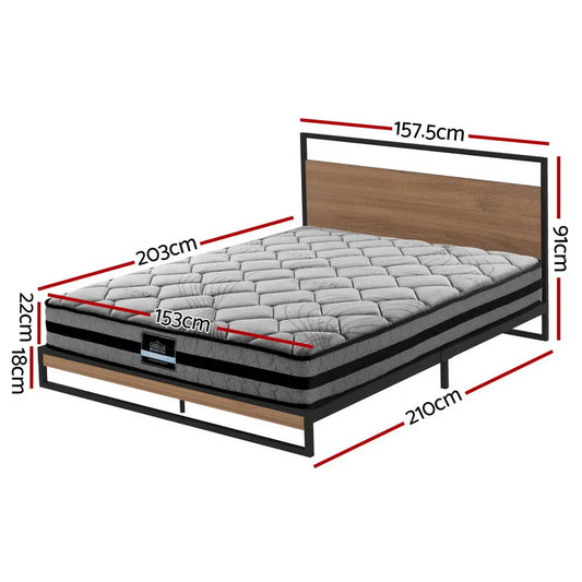 Bed Frame Queen Size Metal Dane with Mattress