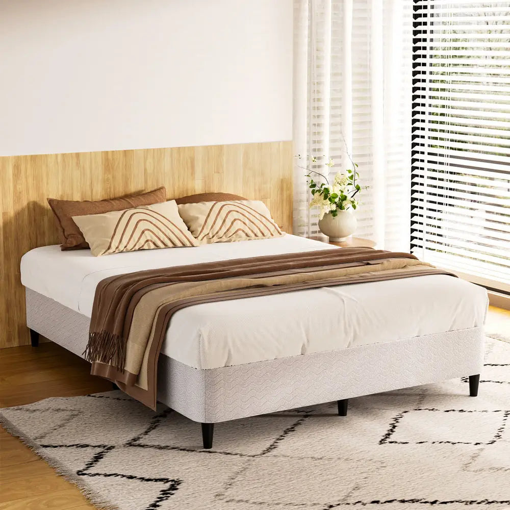 Bed Frame Queen Size Metal Grey Mason