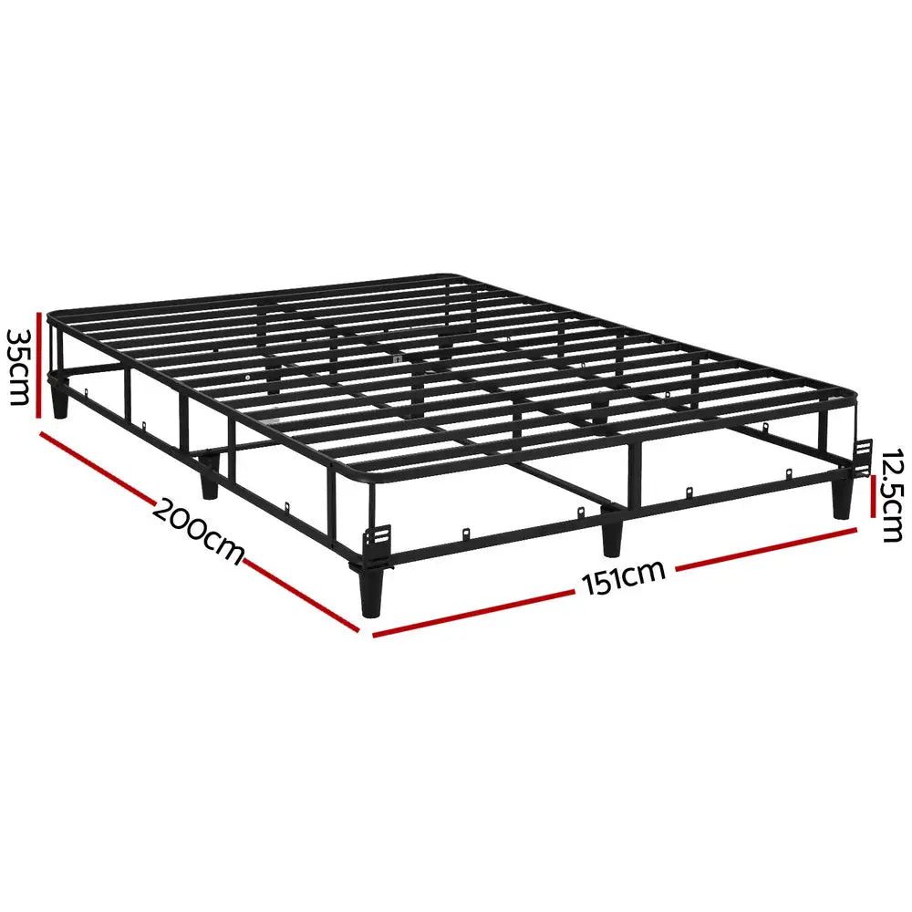 Bed Frame Queen Size Metal Grey Mason