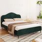 Bed Frame Queen Size Velvet Dark Green Olan