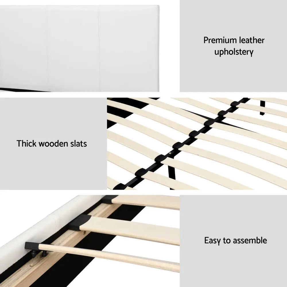 Bed Frame Queen Size White Neo