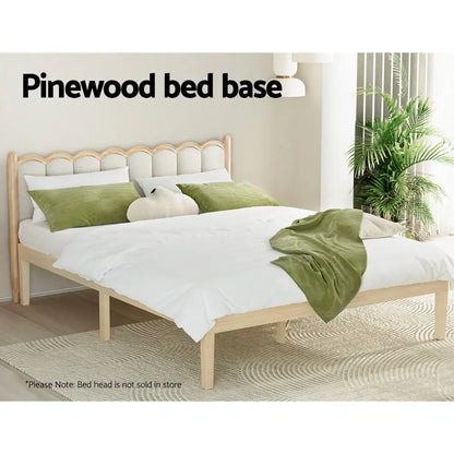 Bed Frame Queen Size Wooden Base Mattress Platform Timber Pine Bruno