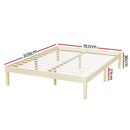 Bed Frame Queen Size Wooden Base Mattress Platform Timber Pine Bruno