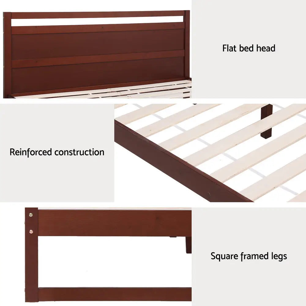 Bed Frame Queen Size Wooden Walnut Witton