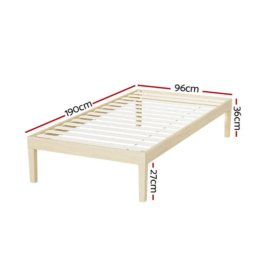 Bed Frame Single Size Wooden Base Mattress Platform Timber Pine Bruno