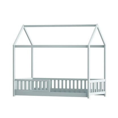 Bed Frame Wooden Kids House Grey Rock