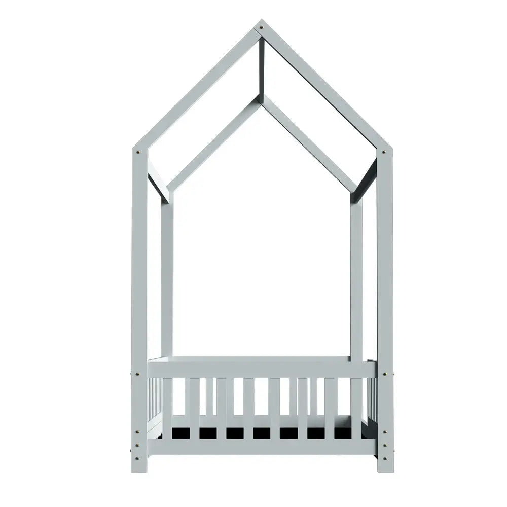 Bed Frame Wooden Kids House Grey Rock