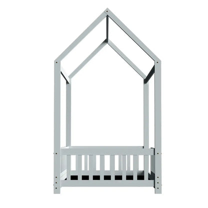 Bed Frame Wooden Kids House Grey Rock