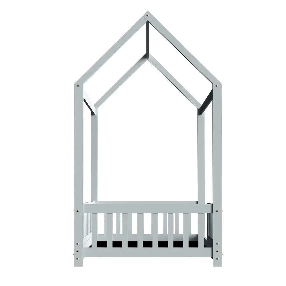 Bed Frame Wooden Kids House Grey Rock