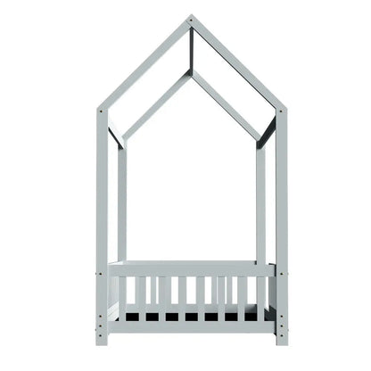 Bed Frame Wooden Kids House Grey Rock