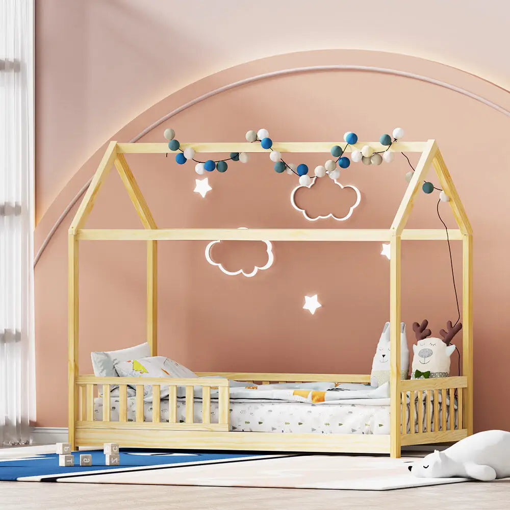 Bed Frame Wooden Kids House Oak Rock