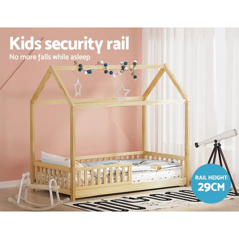 Bed Frame Wooden Kids House Oak Rock