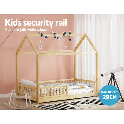 Bed Frame Wooden Kids House Oak Rock
