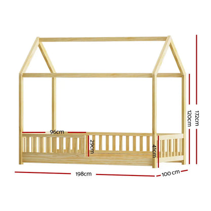 Bed Frame Wooden Kids House Oak Rock