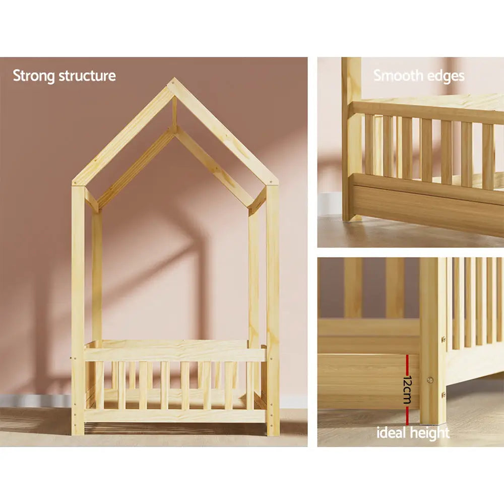 Bed Frame Wooden Kids House Oak Rock