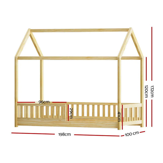 Bed Frame Wooden Kids House Oak Rock