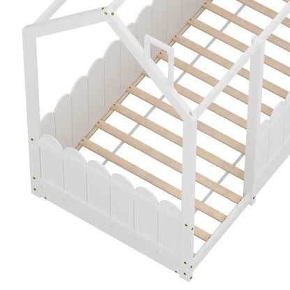 Bed Frame Wooden Kids House Single White Kori