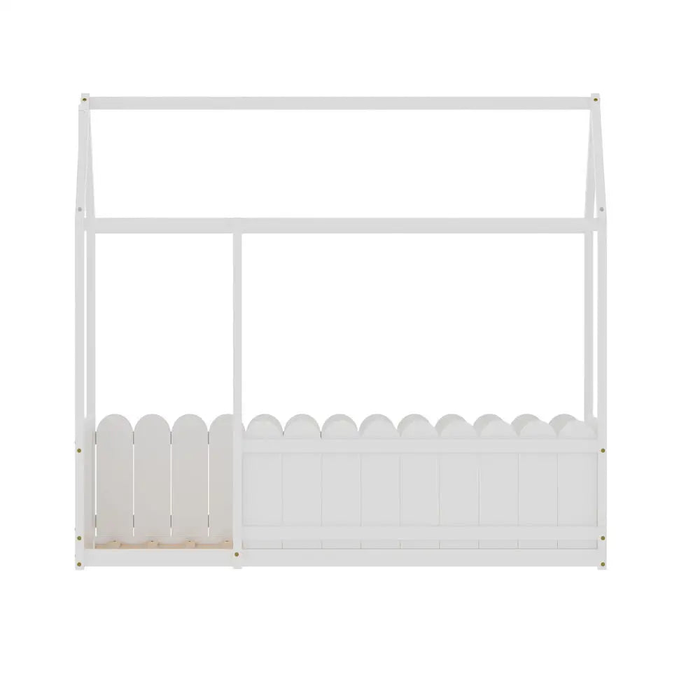 Bed Frame Wooden Kids House Single White Kori