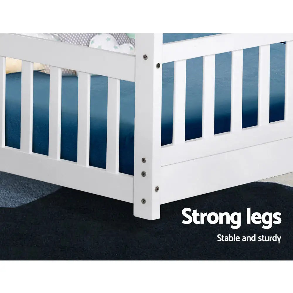 Bed Frame Wooden Kids House White Rock