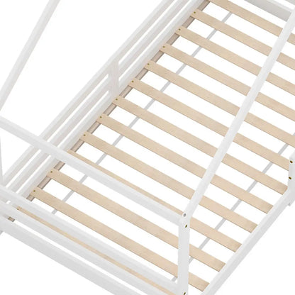 Bed Frame Wooden Kids Single House White Amos