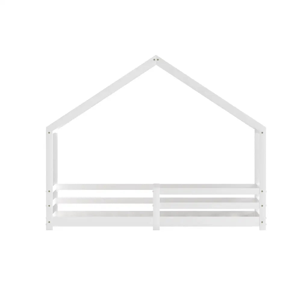 Bed Frame Wooden Kids Single House White Amos