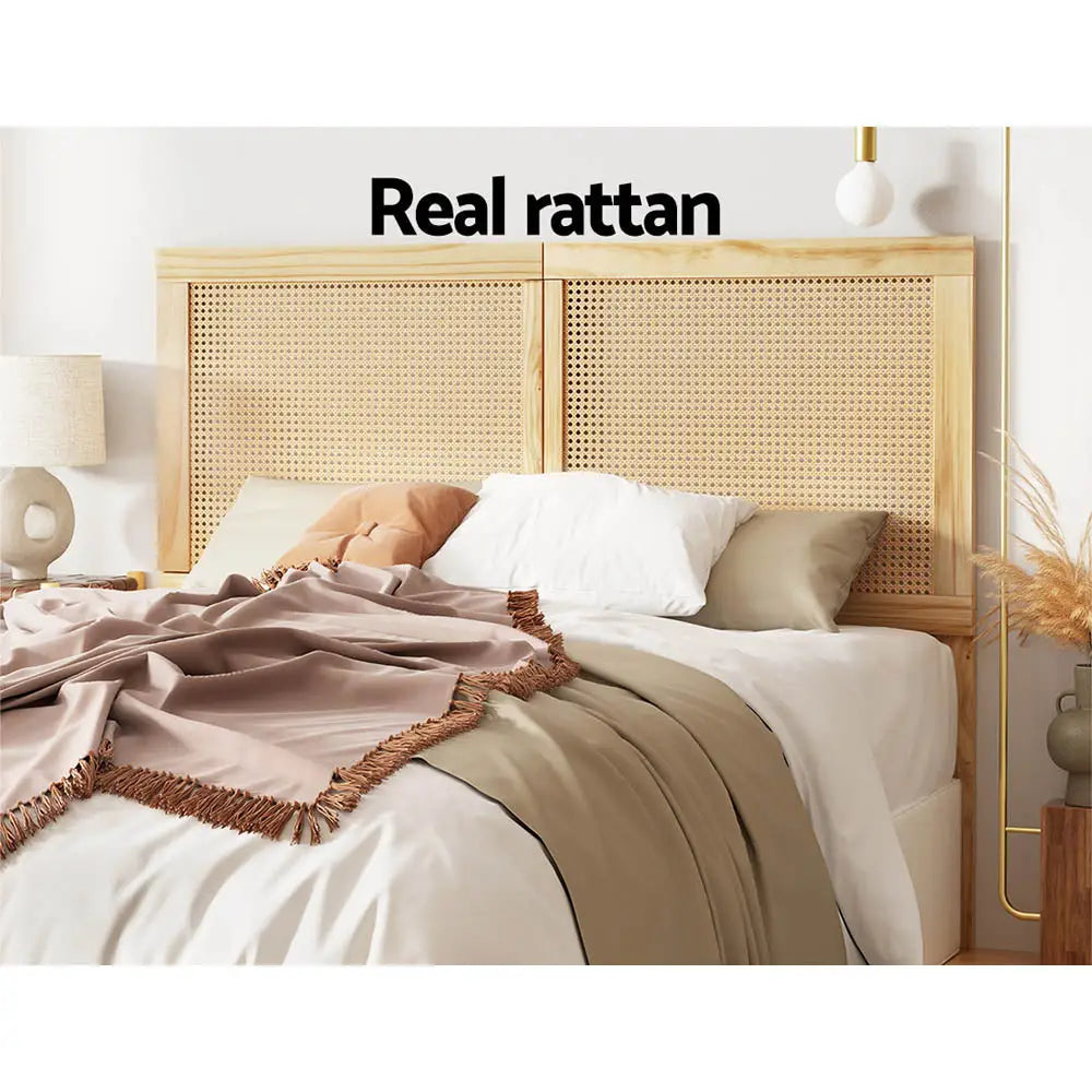 Bed Head Headboard Double Rattan - Ribo Pine