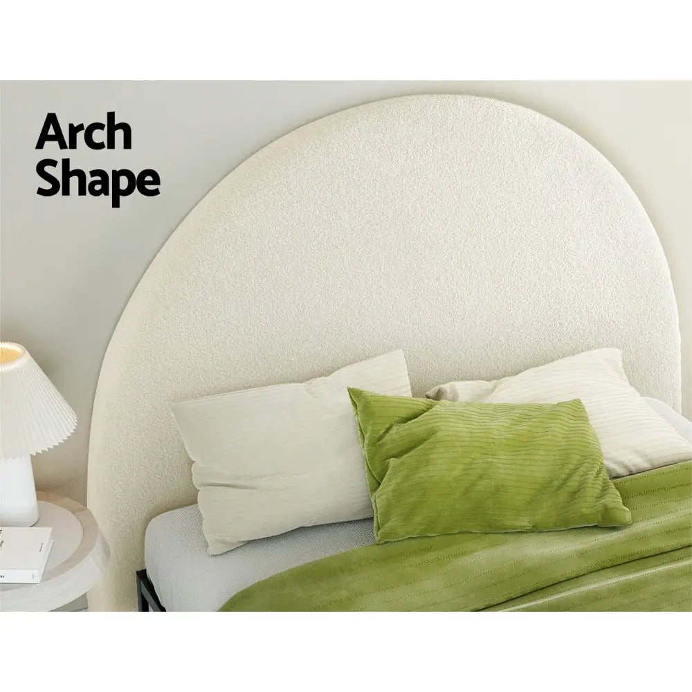 Bed Head Headboard Frame Queen Boucle - Grei White