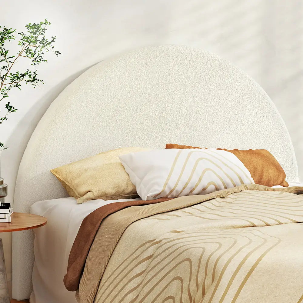 Bed Head Headboard Frame Queen Boucle - Grei White