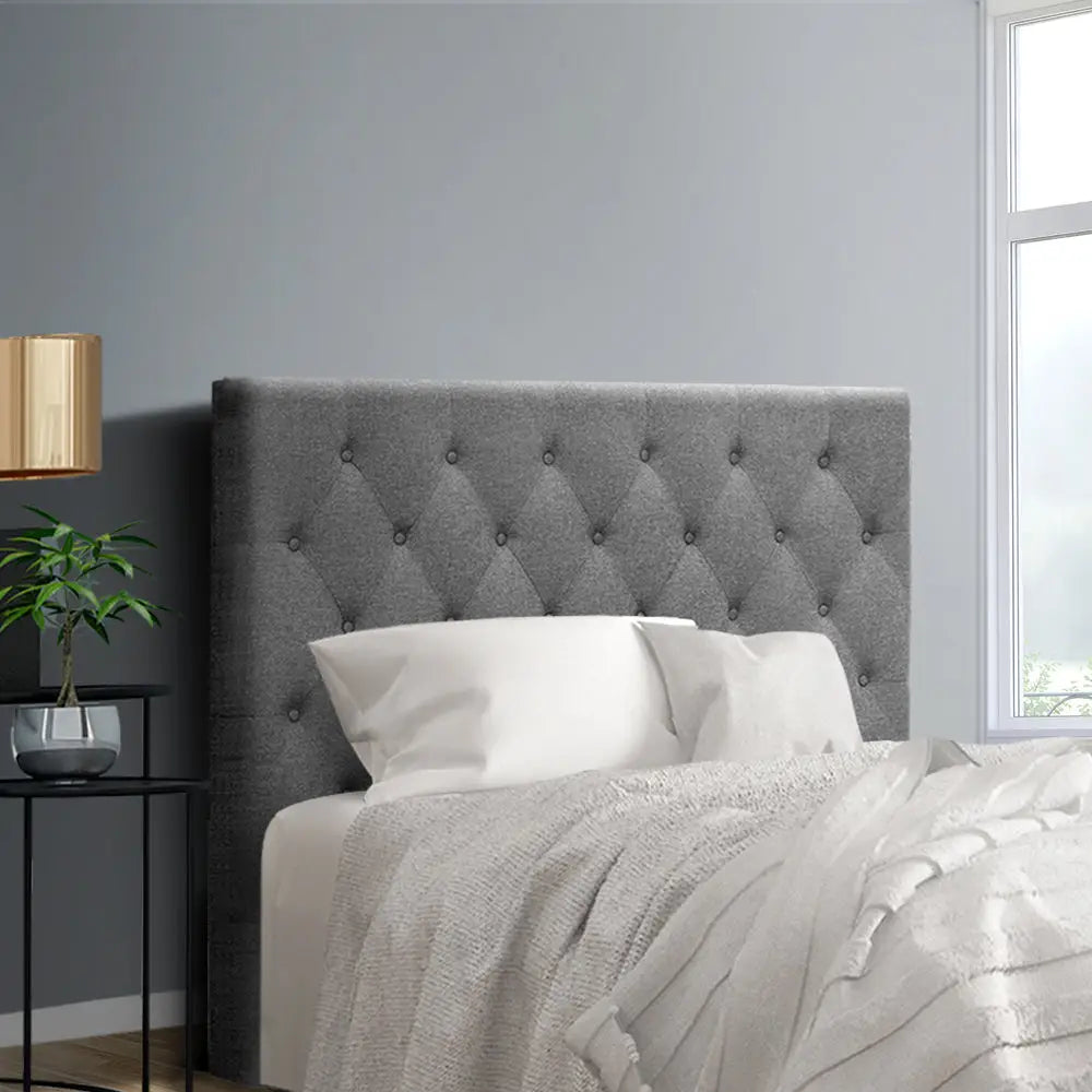 Bed Head Headboard King Single Size Fabric - Cappi Grey