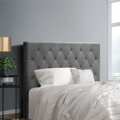 Bed Head Headboard King Single Size Fabric - Cappi Grey