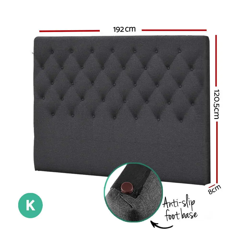 Bed Head Headboard King Size Fabric - Cappi Charcoal