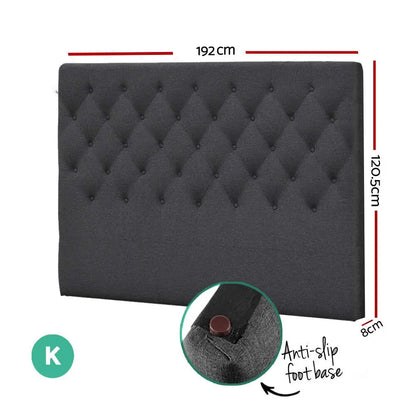 Bed Head Headboard King Size Fabric - Cappi Charcoal