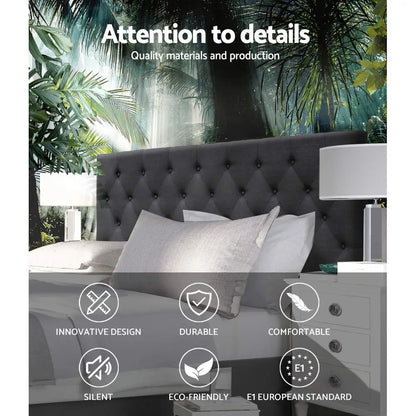Bed Head Headboard King Size Fabric - Cappi Charcoal